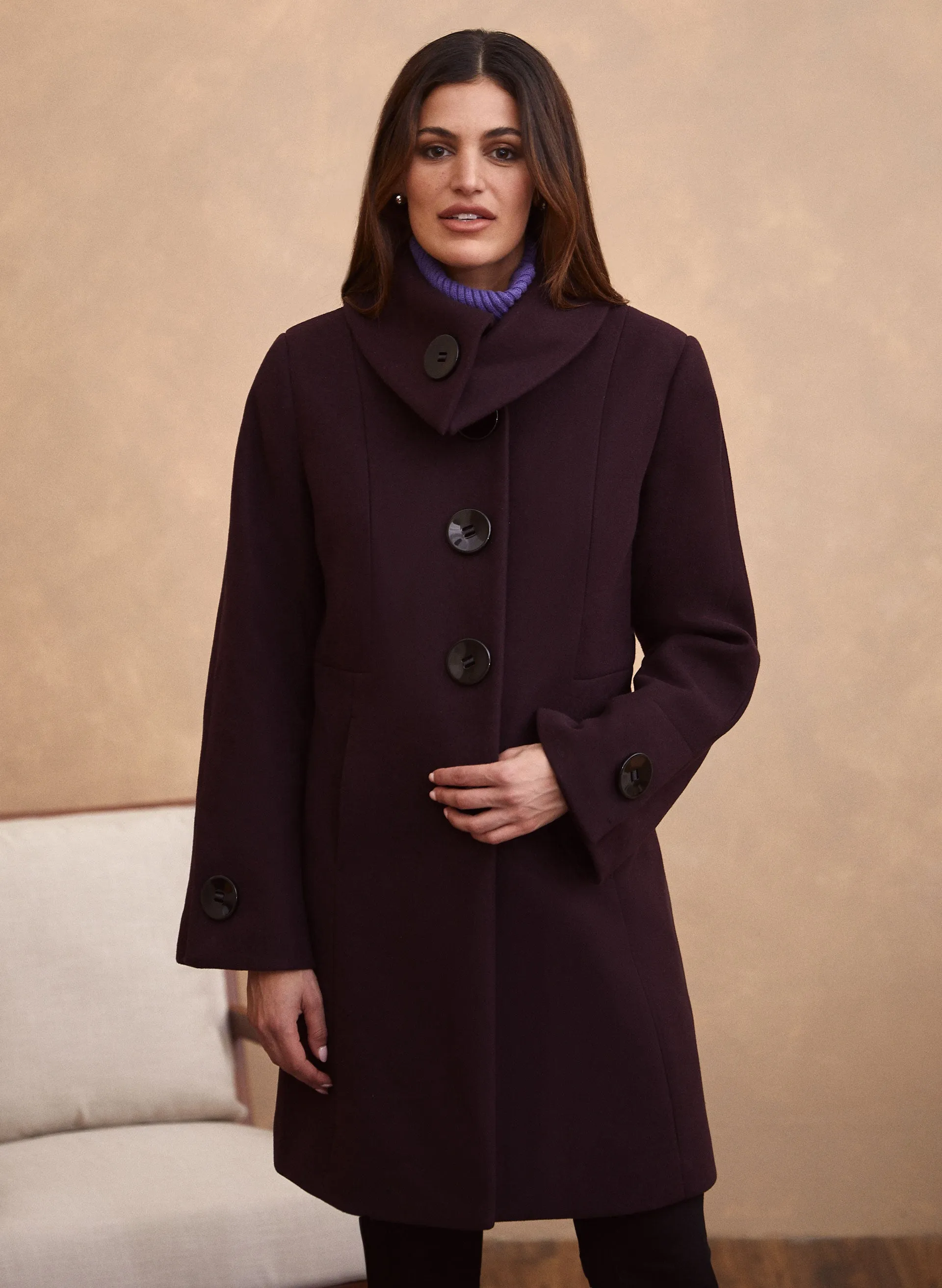 Stretch Wool Blend Coat sold by Laura