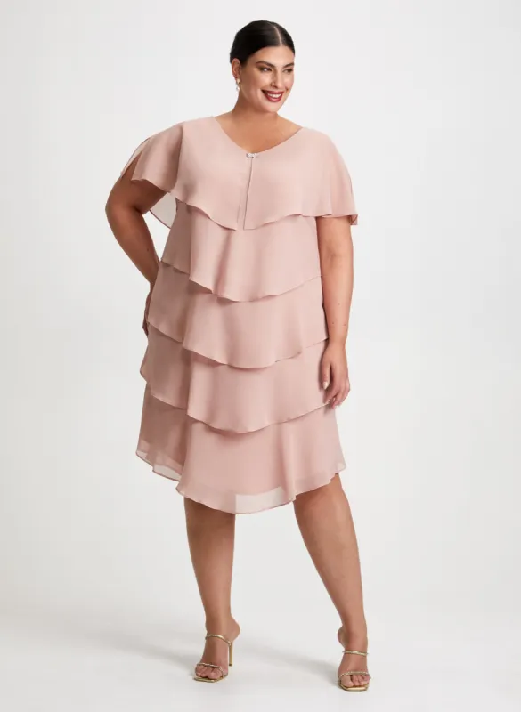 Tiered Dress & Pearl Earrings sold by Laura