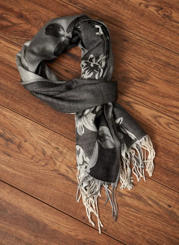 Two Tone Floral Jacquard Scarf sold by Laura
