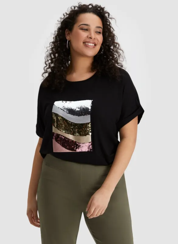 Foil & Sequin Tee sold by Laura