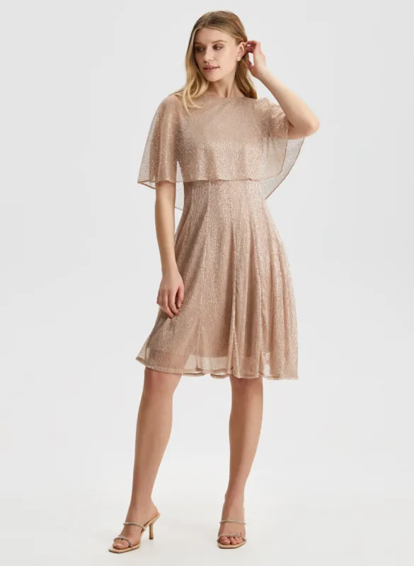 Mesh Detail Capelet Dress sold by Laura