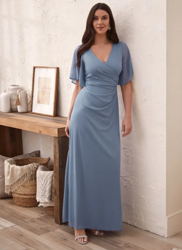 Flutter Sleeve Shirred Detail Dress sold by Laura