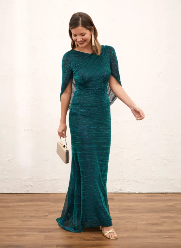 Metallic Crinkle Drape Back Dress sold by Laura