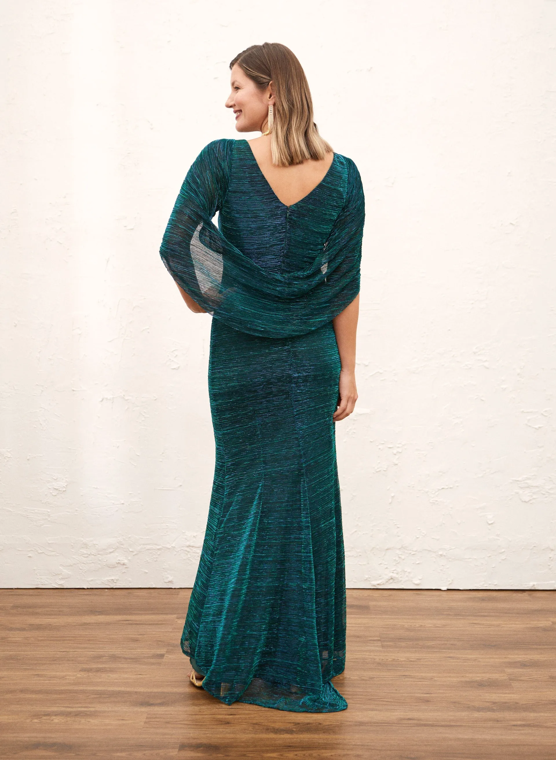 Metallic Crinkle Drape Back Dress sold by Laura product image thumbnail 2