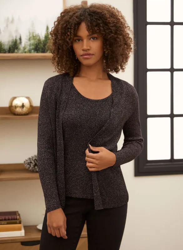 Metallic Knit Fooler Sweater sold by Laura