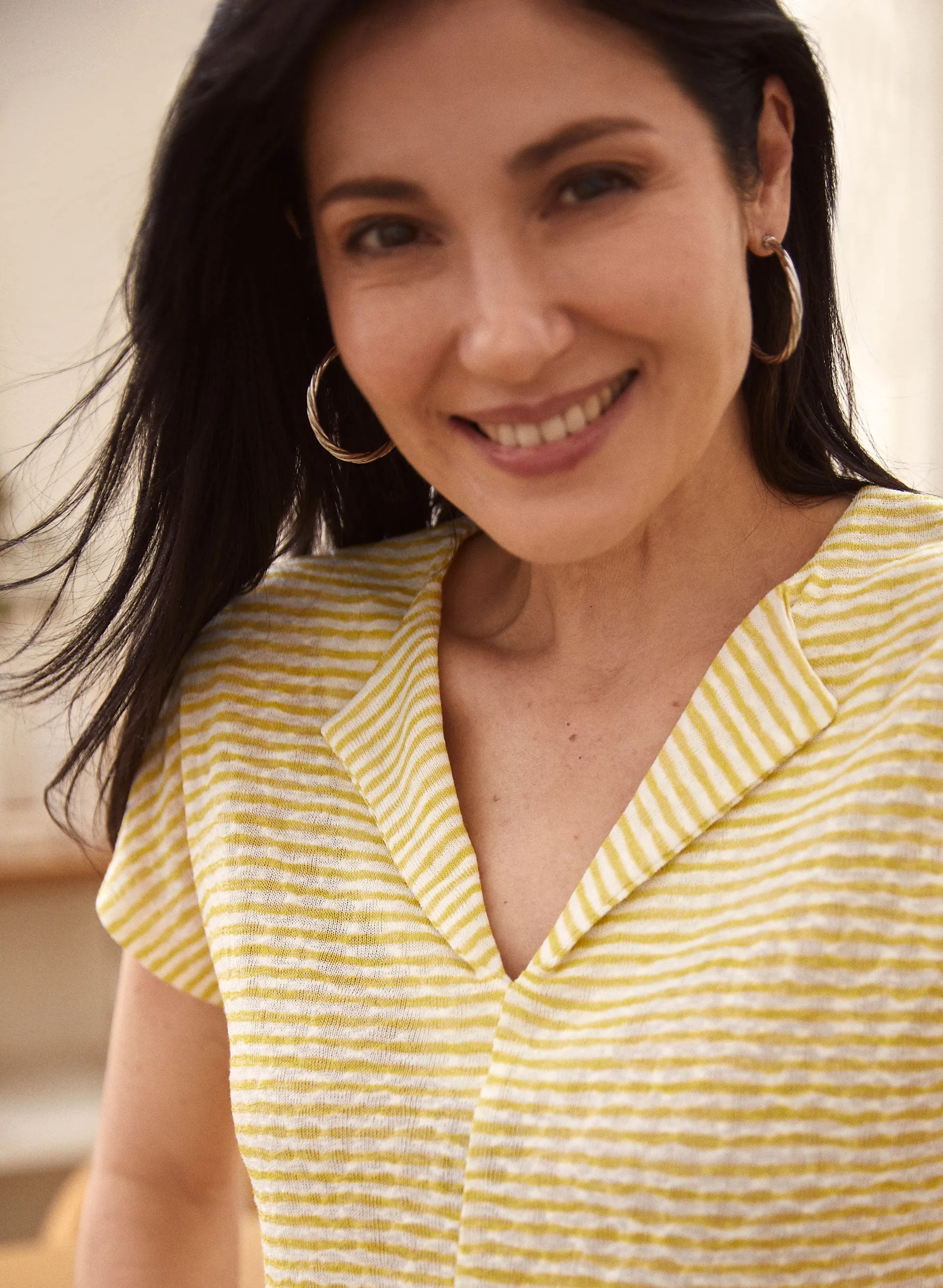 Striped Collared V Neck Top sold by Laura product image thumbnail 2