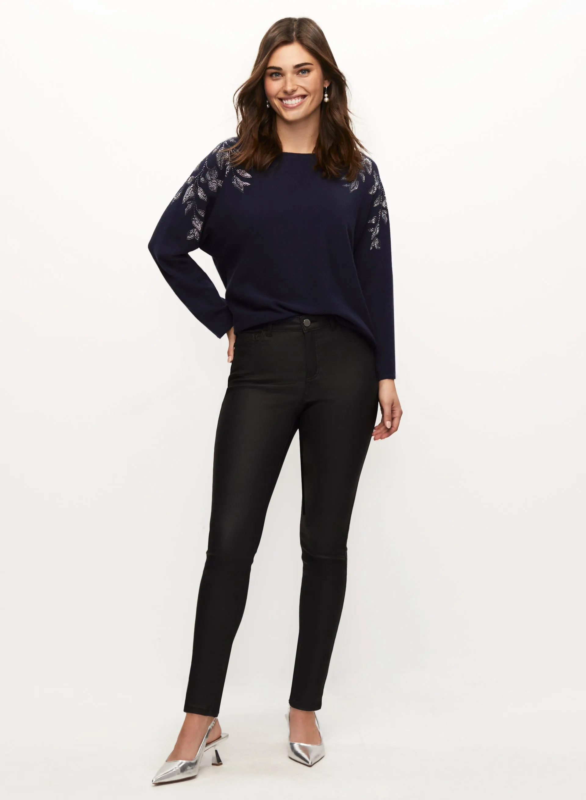 Leaf Appliqué Sweater & Slim Leg Jeans sold by Laura