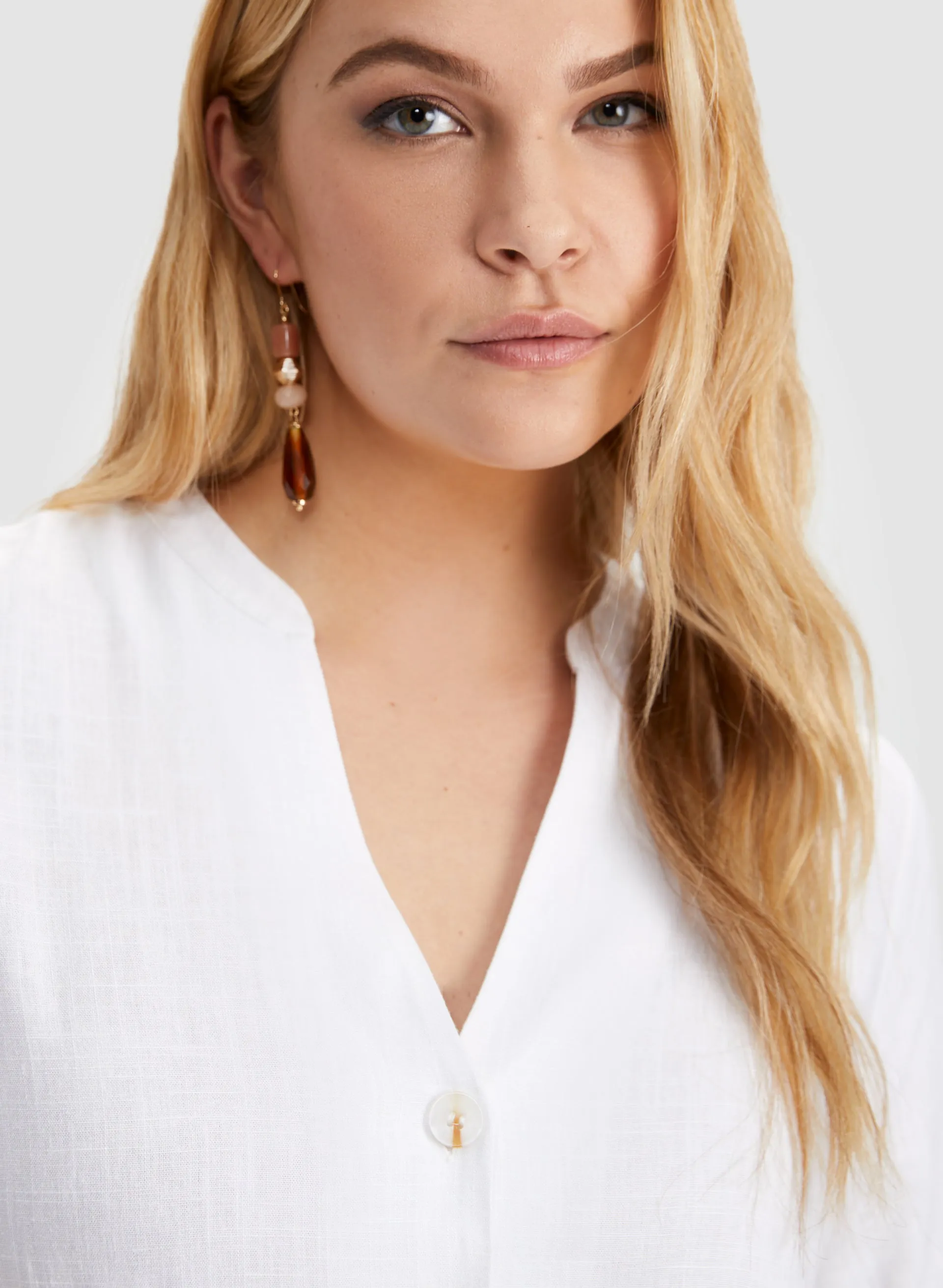 Linen-Blend Button-Up Blouse sold by Laura product image thumbnail 2