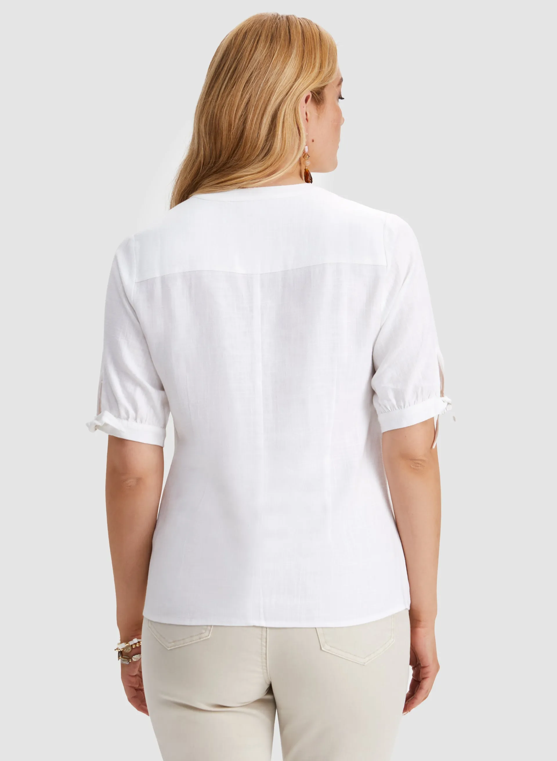 Linen-Blend Button-Up Blouse sold by Laura product image thumbnail 4