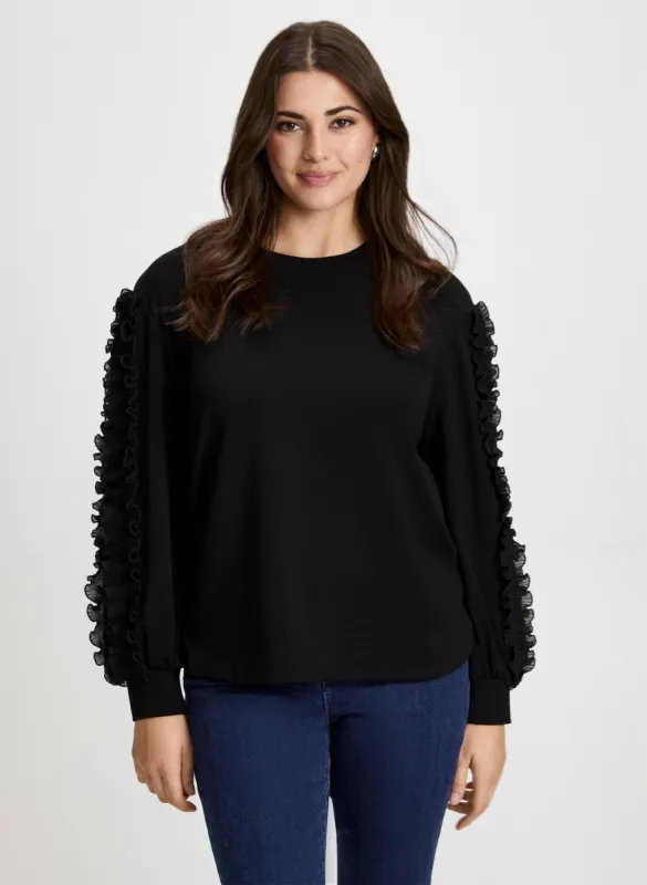 Ruffle Trim Scuba Top sold by Laura