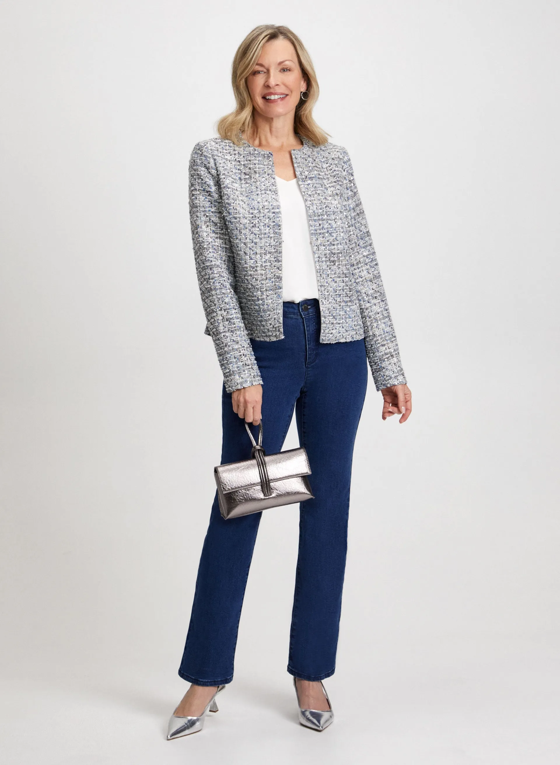 Bouclé Jacket & High Waist Jeans sold by Laura