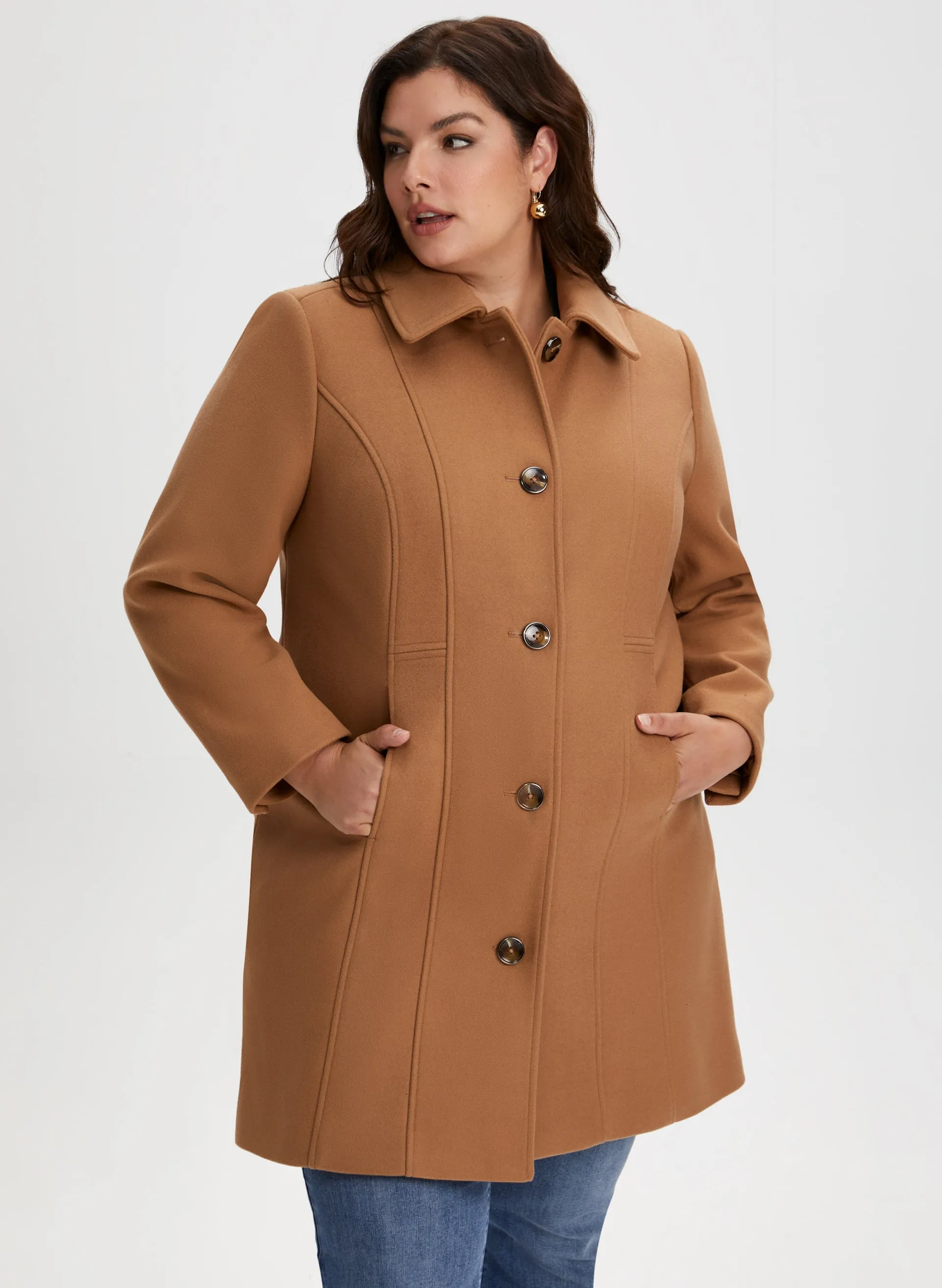 Stretch Wool Blend Coat sold by Laura
