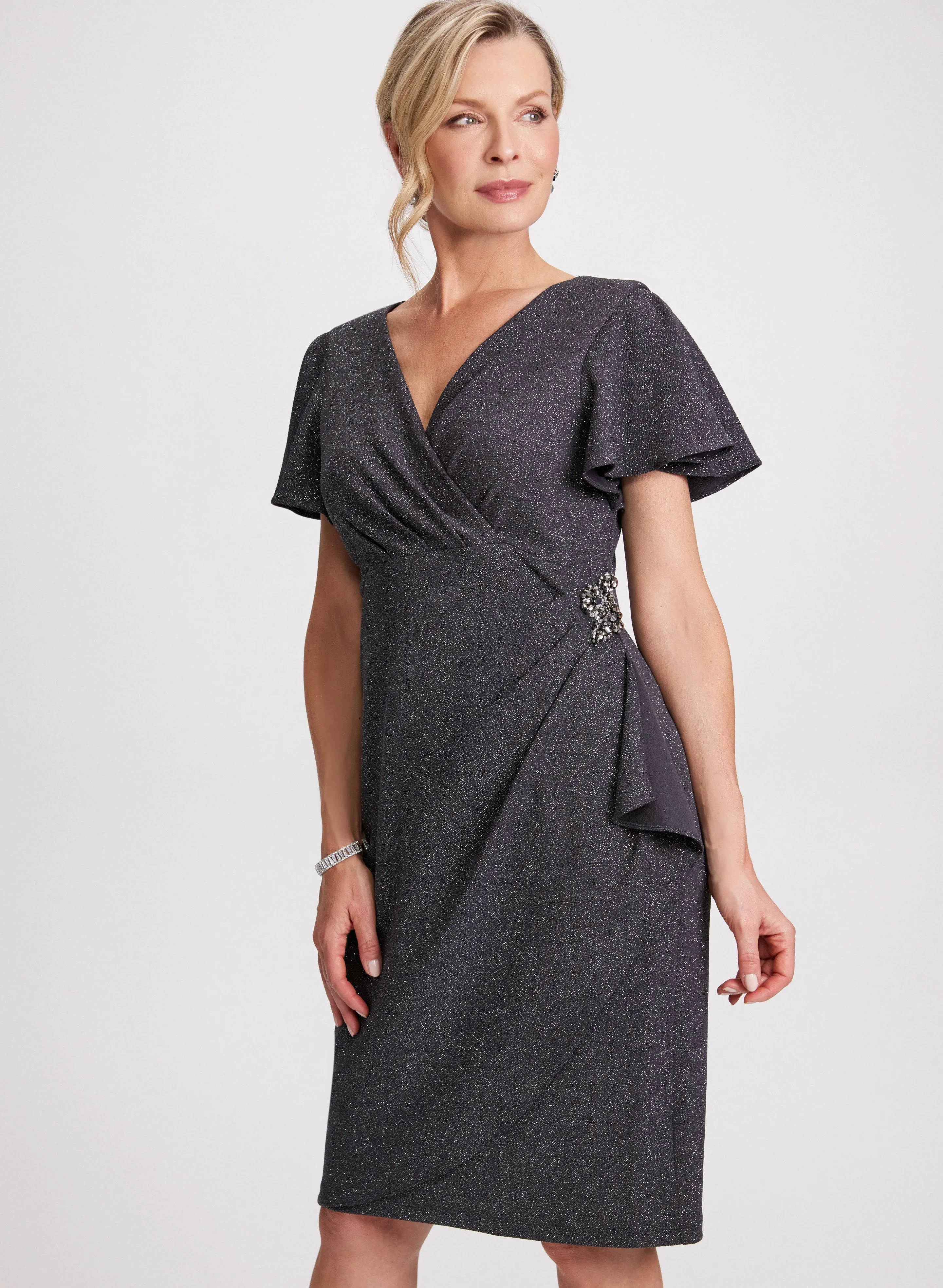 V-Neck Rhinestone Detail Dress sold by Laura