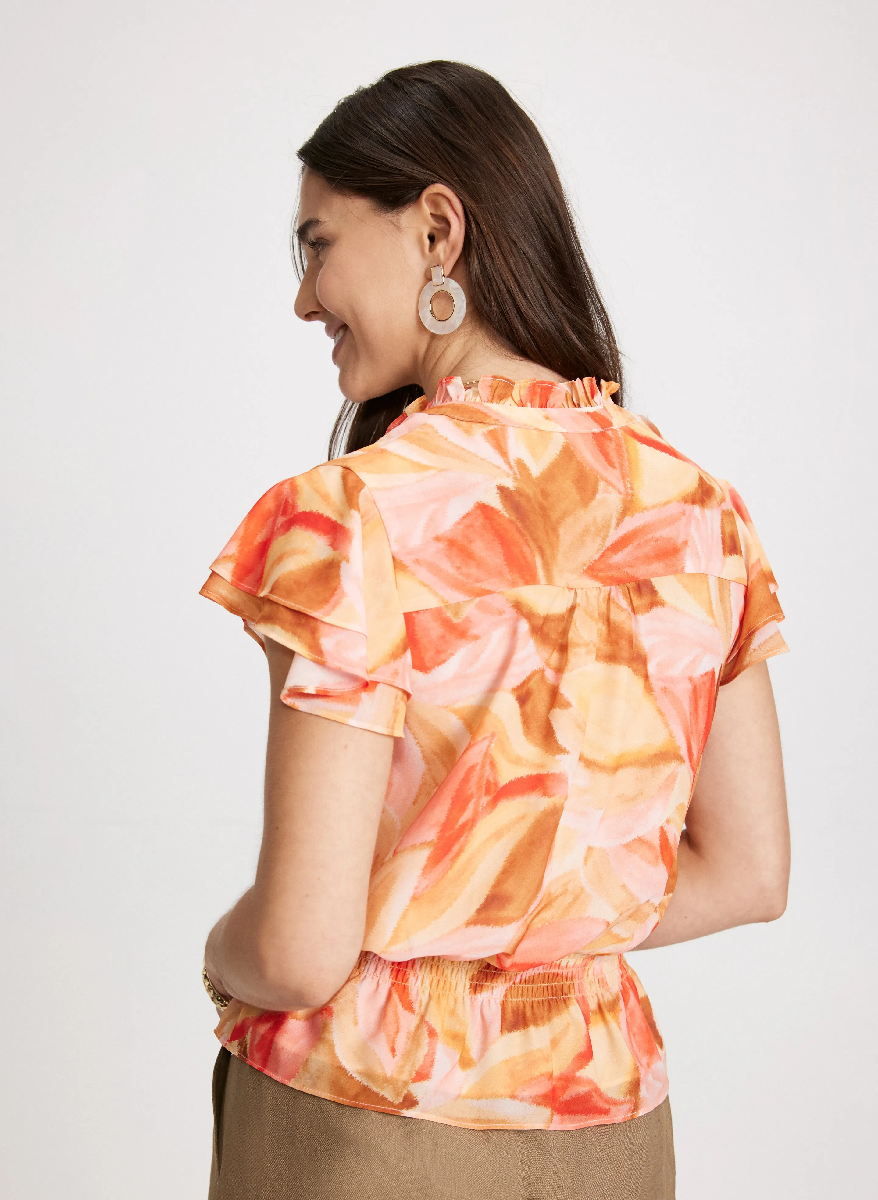 Tropical Print Tiered Sleeve Blouse sold by Laura product image thumbnail 4