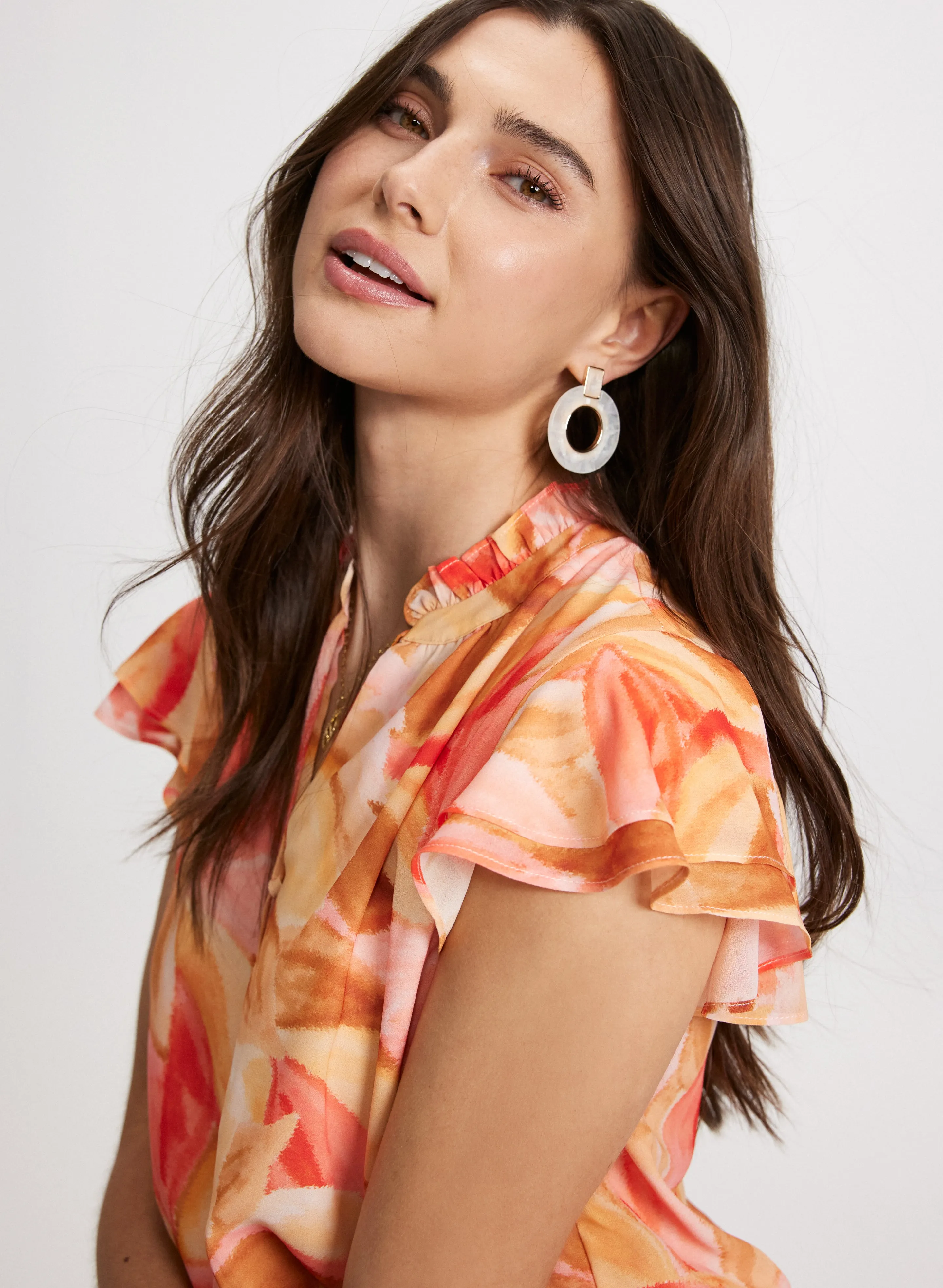 Tropical Print Tiered Sleeve Blouse sold by Laura product image thumbnail 2