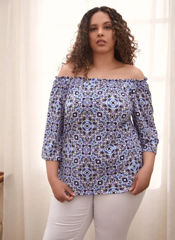 Tile Print Off-the-Shoulder Top sold by Laura
