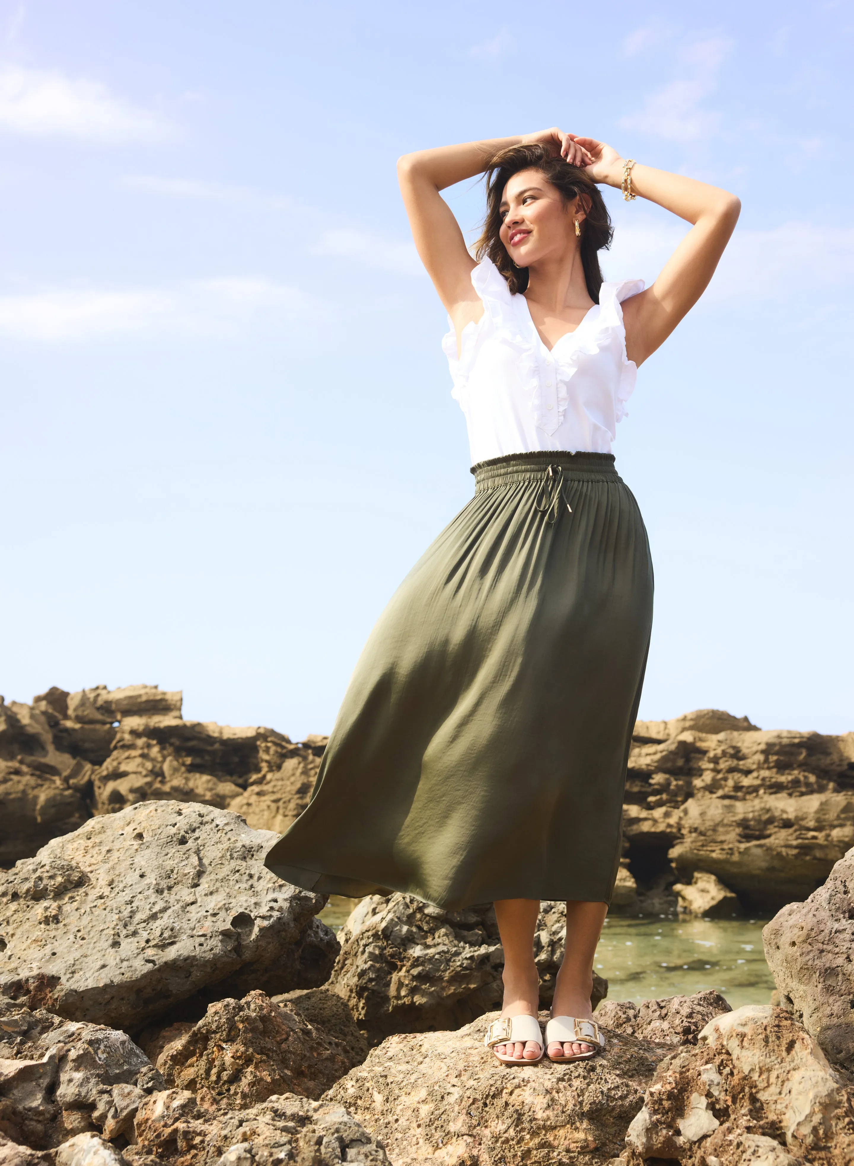 Satin Drawstring Waist Skirt sold by Laura product image thumbnail 3