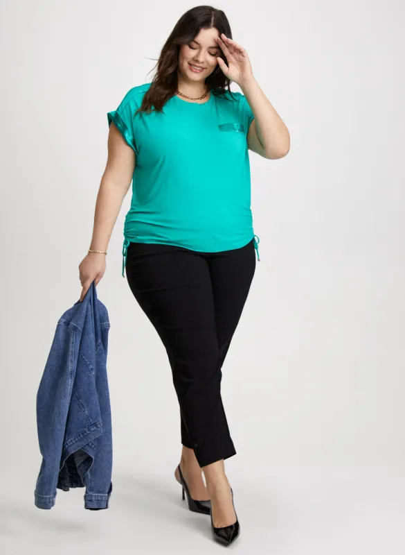 T-Shirt with Satin Details & Slim Ankle Pants sold by Laura