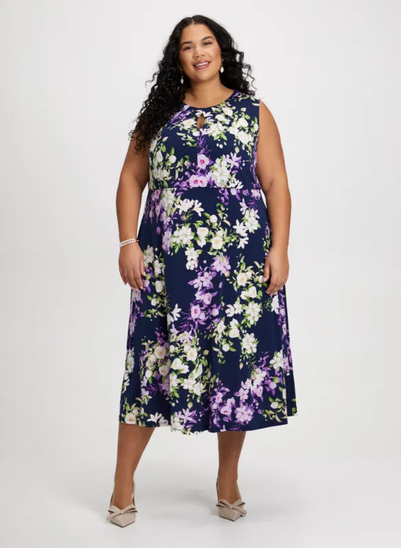 Pleated Neck Floral Dress sold by Laura