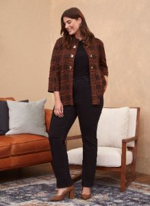 Plaid Button Front Trapeze Cardigan sold by Laura