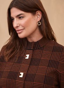 Plaid Button Front Trapeze Cardigan sold by Laura