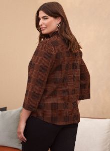 Plaid Button Front Trapeze Cardigan sold by Laura