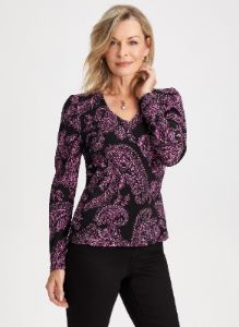 Long Sleeve Paisley Print Top sold by Laura