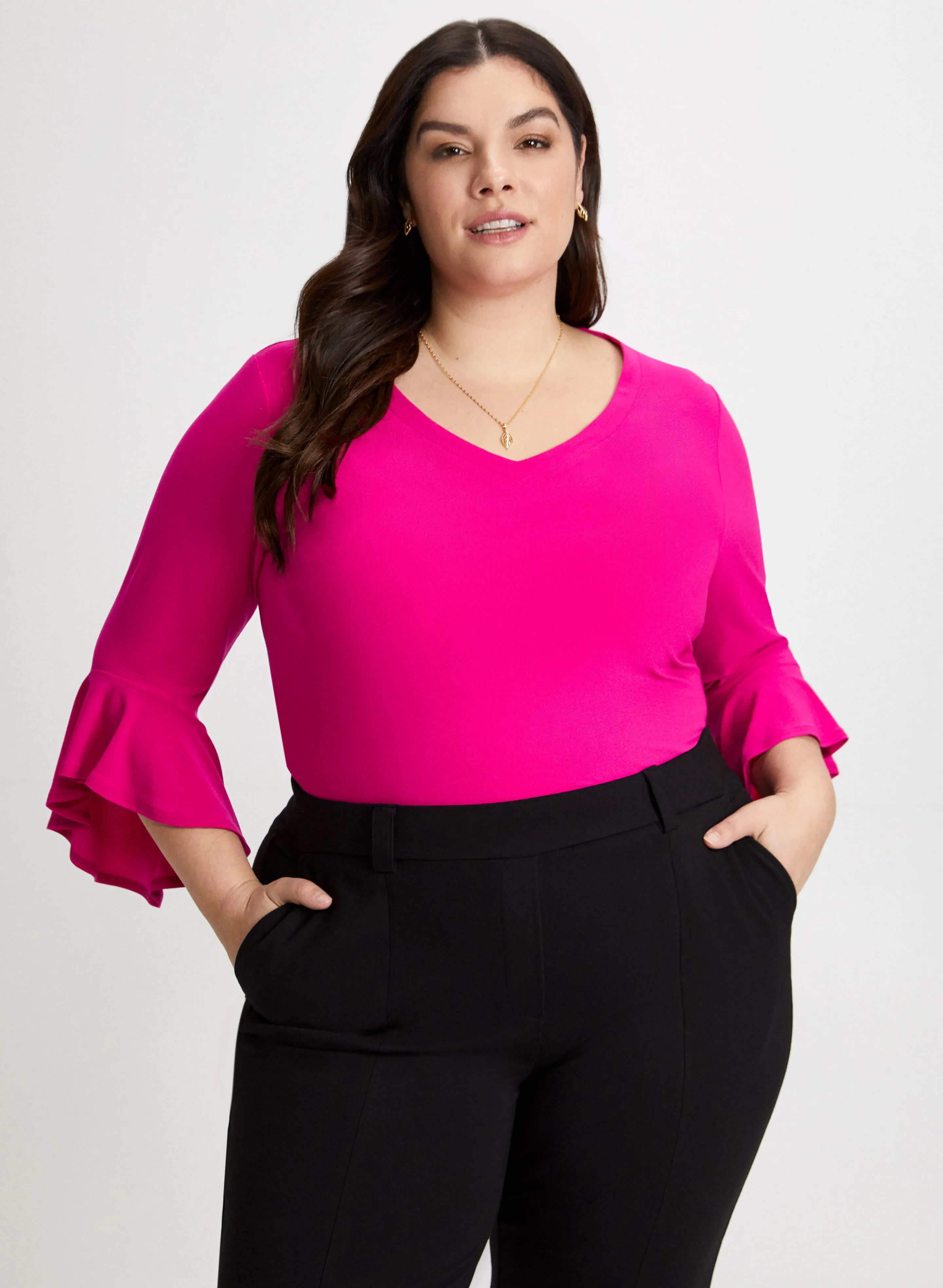 Flutter Sleeve V-Neck Top sold by Laura