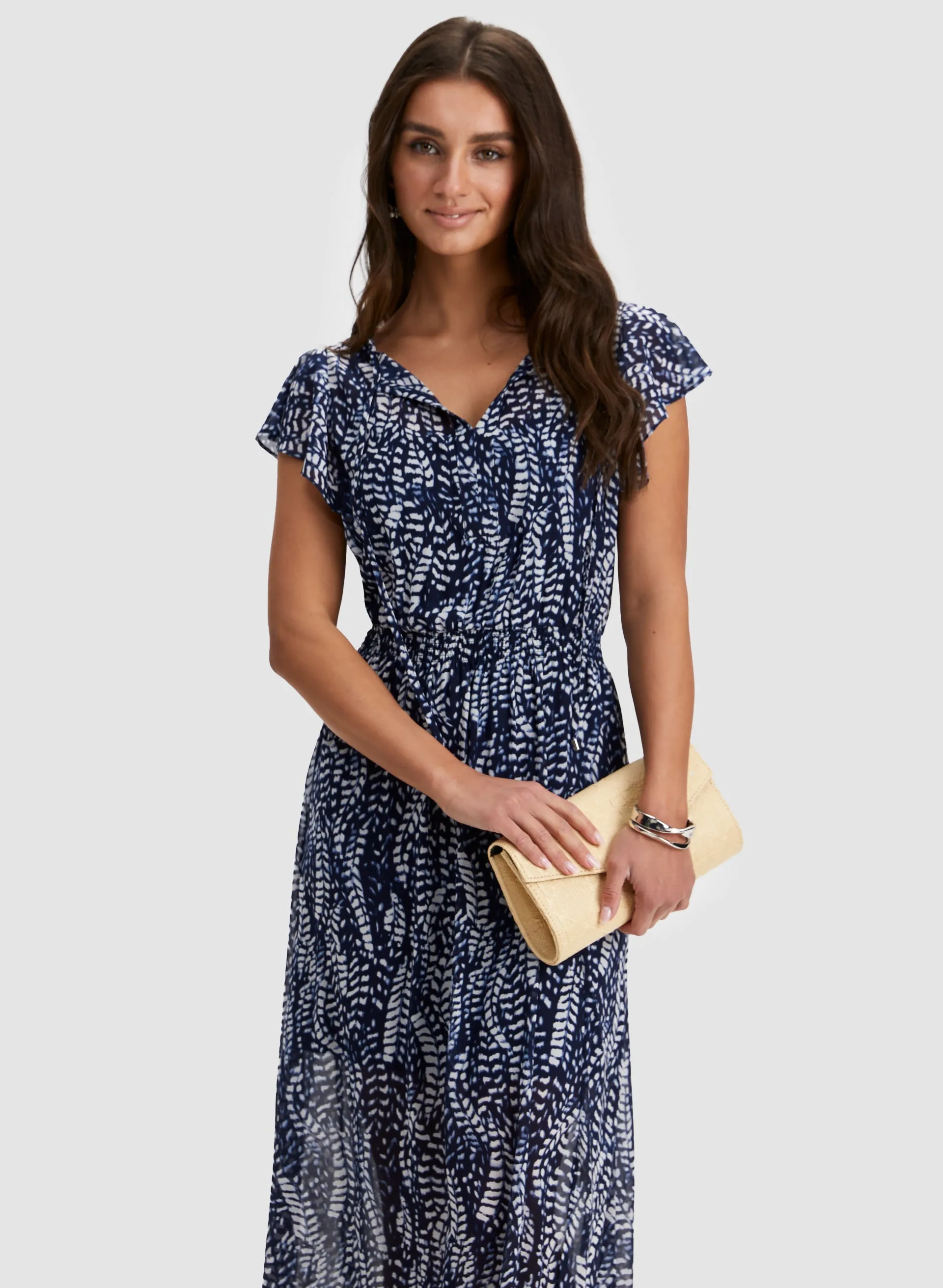 Feather Print Chiffon Maxi Dress sold by Laura product image thumbnail 3