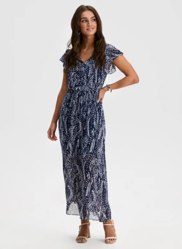 Feather Print Chiffon Maxi Dress sold by Laura