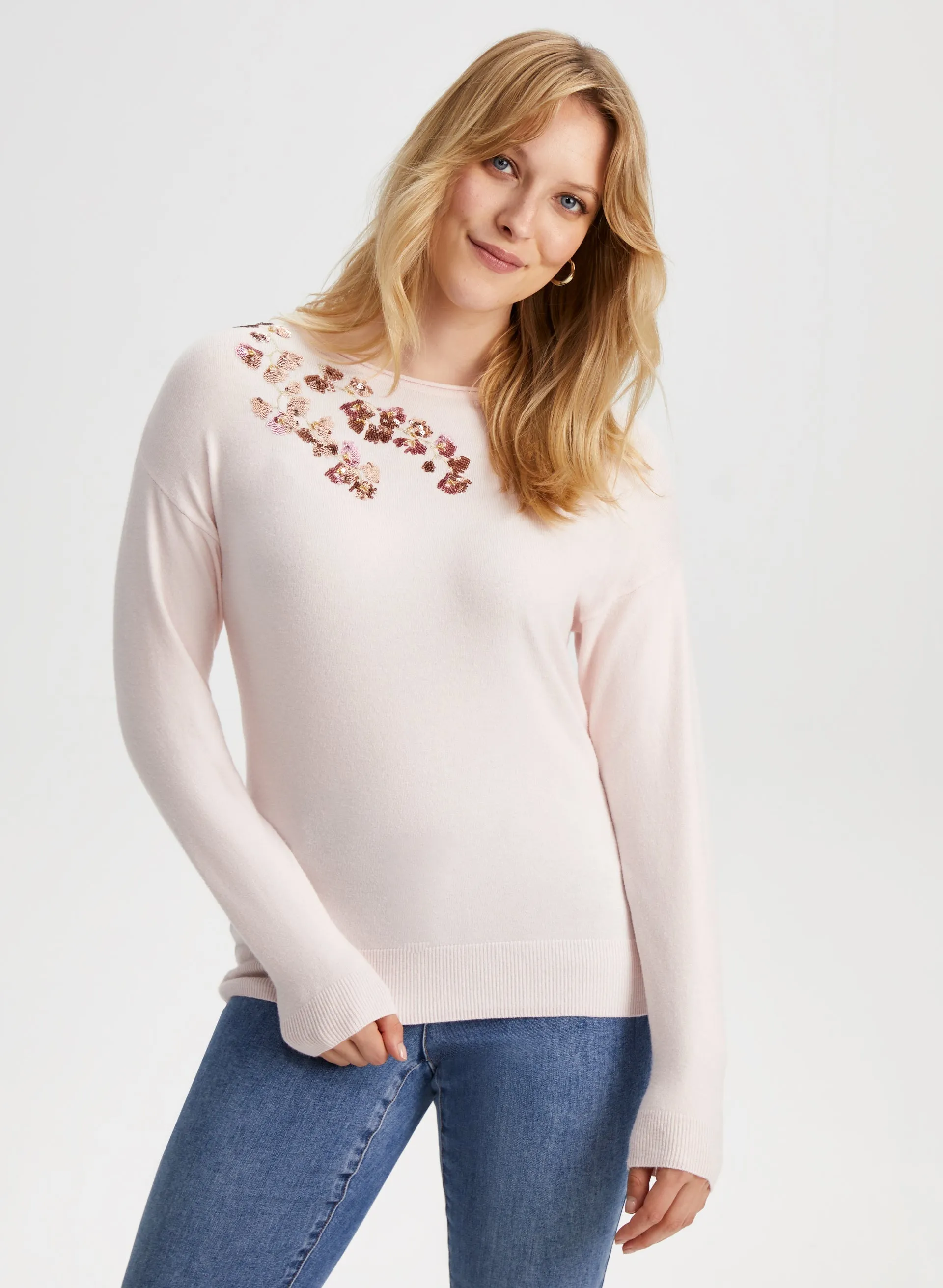 Sequin Floral Detail Sweater sold by Laura