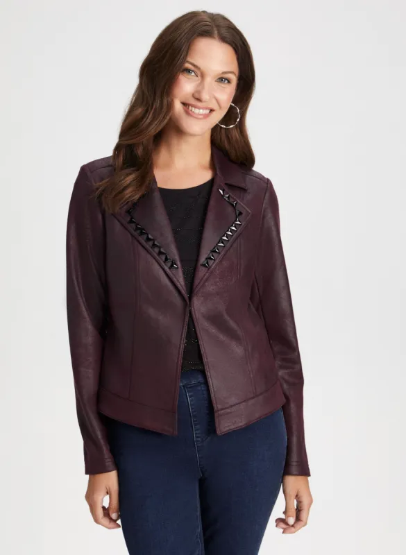 Stud Detail Notch Collar Jacket sold by Laura