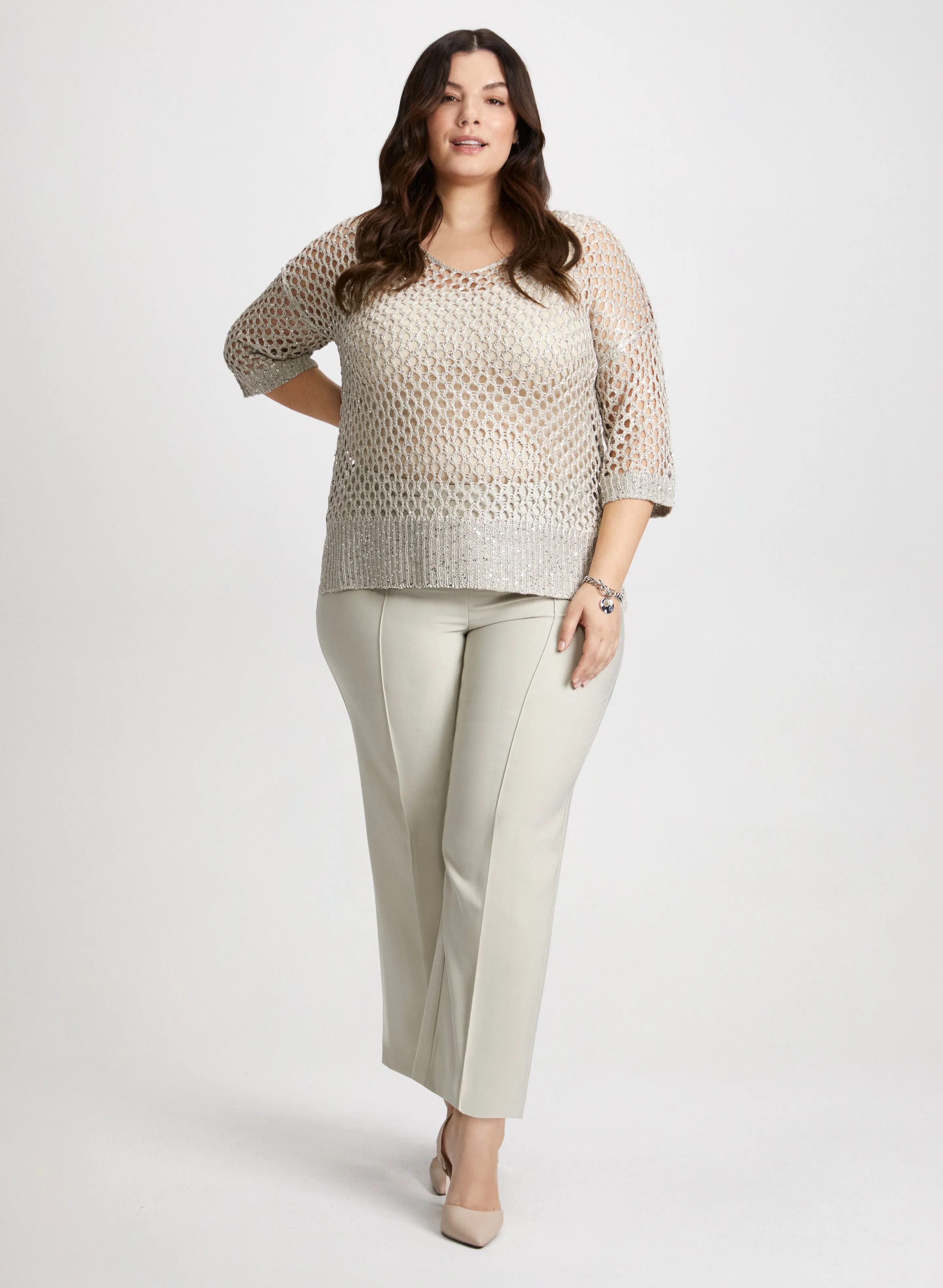 Open Stitch Sweater & Straight Leg Pants sold by Laura