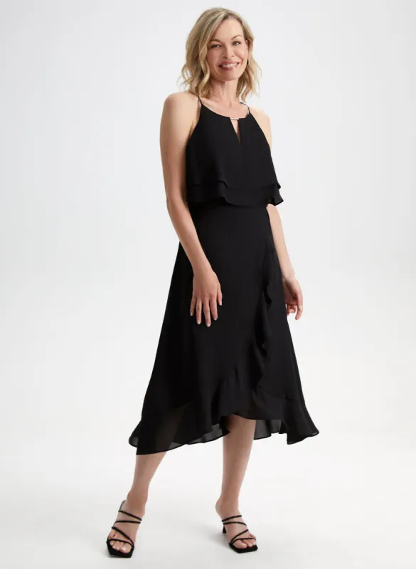 Tiered Ruffle Detail Halter Dress sold by Laura