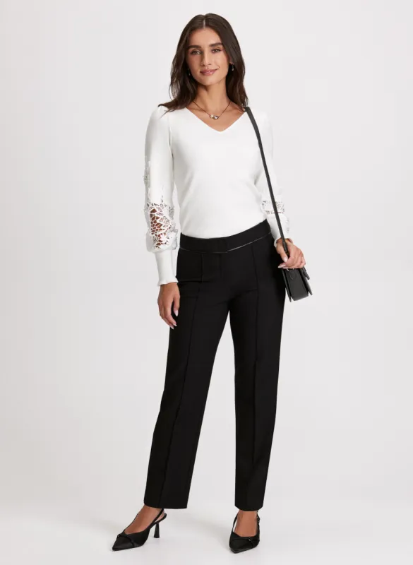 Lace Detail V-Neck Sweater & City Fit Straight Leg Pants sold by Laura