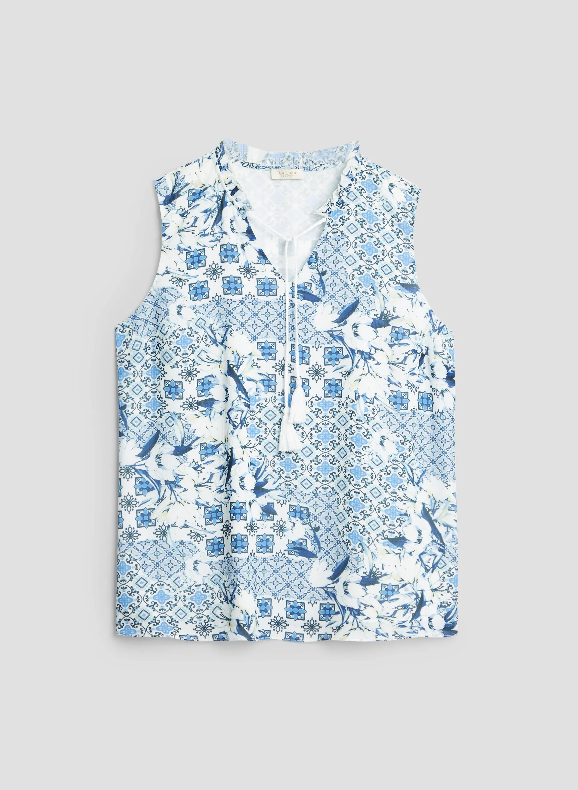 Floral Tile Print Sleeveless Blouse sold by Laura product image thumbnail 5