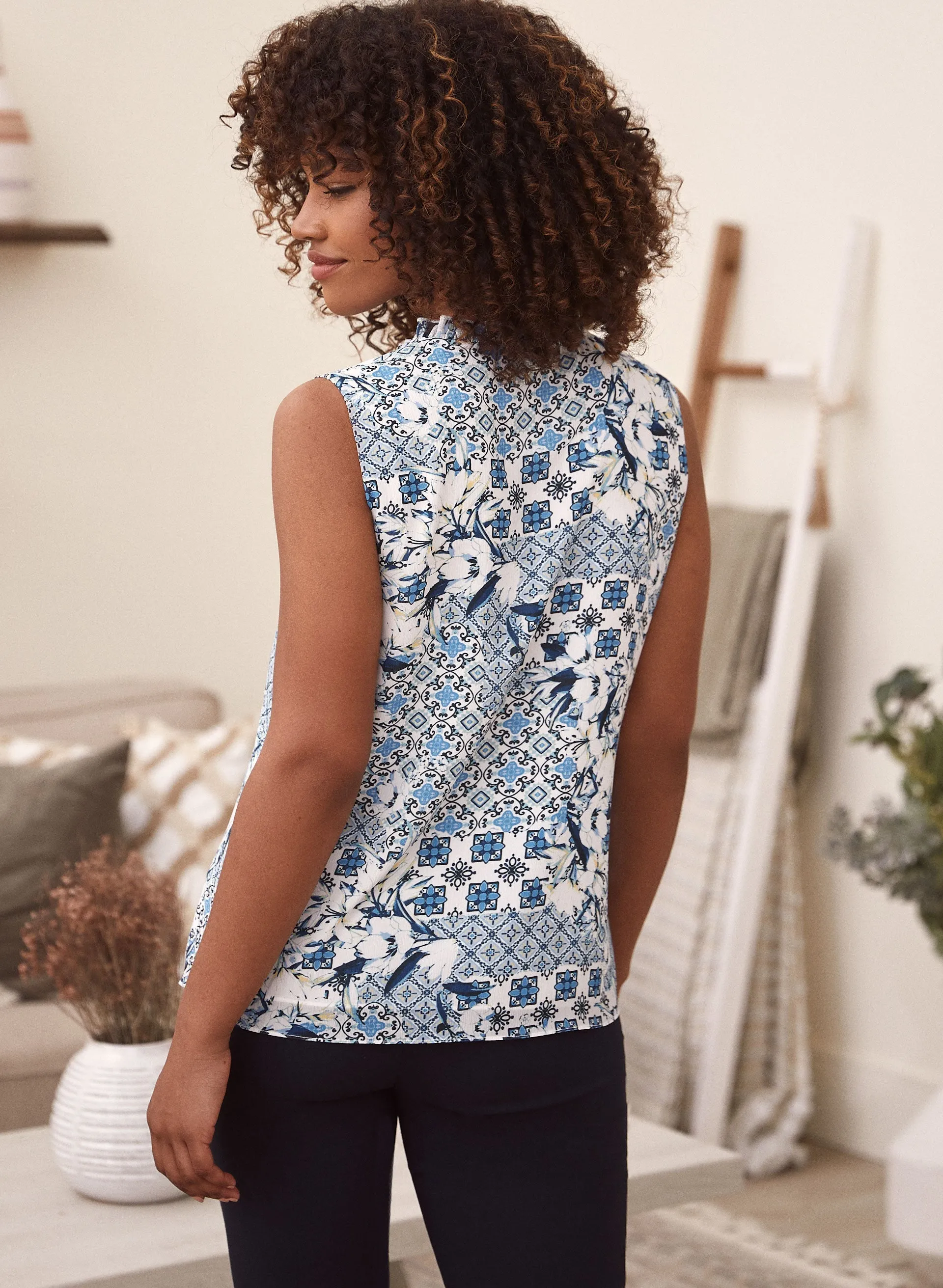 Floral Tile Print Sleeveless Blouse sold by Laura product image thumbnail 4