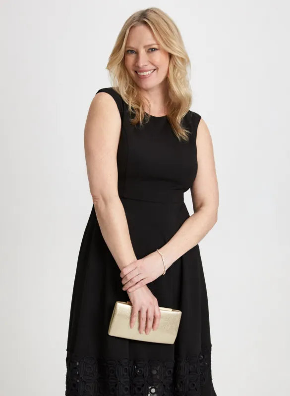 Lace Trim Dress & Textured Clutch sold by Laura