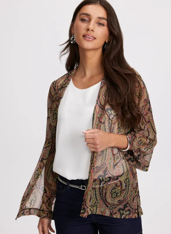 Paisley Print Long Sleeve Cover-Up sold by Laura