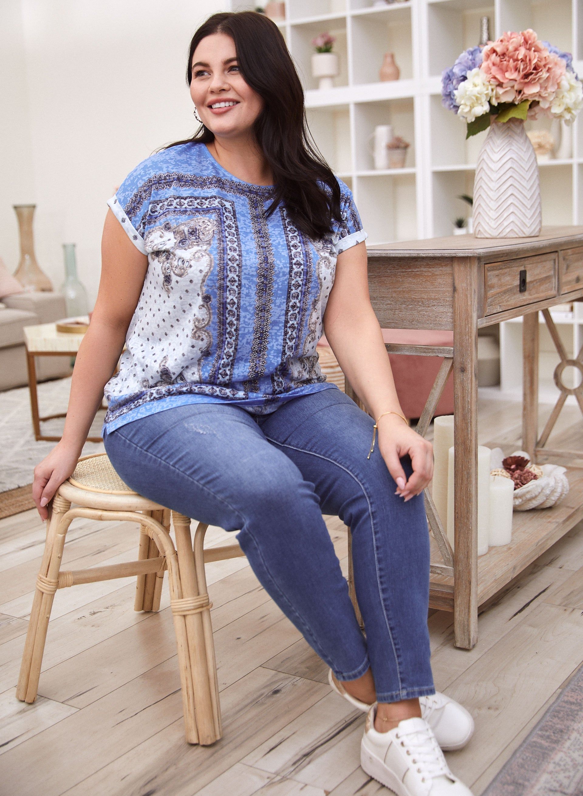 Paisley Print Burnout Tee sold by Laura product image thumbnail 3