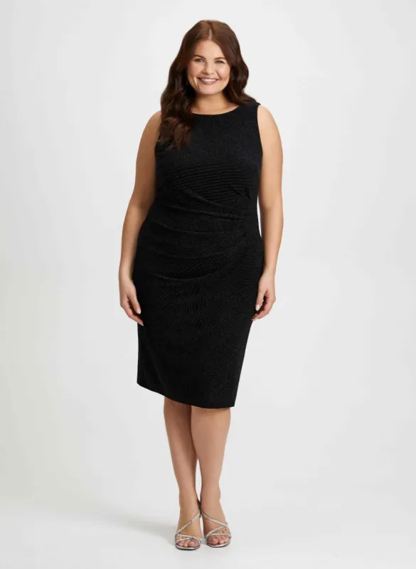Sleeveless Metallic Detail Jacquard Dress sold by Laura