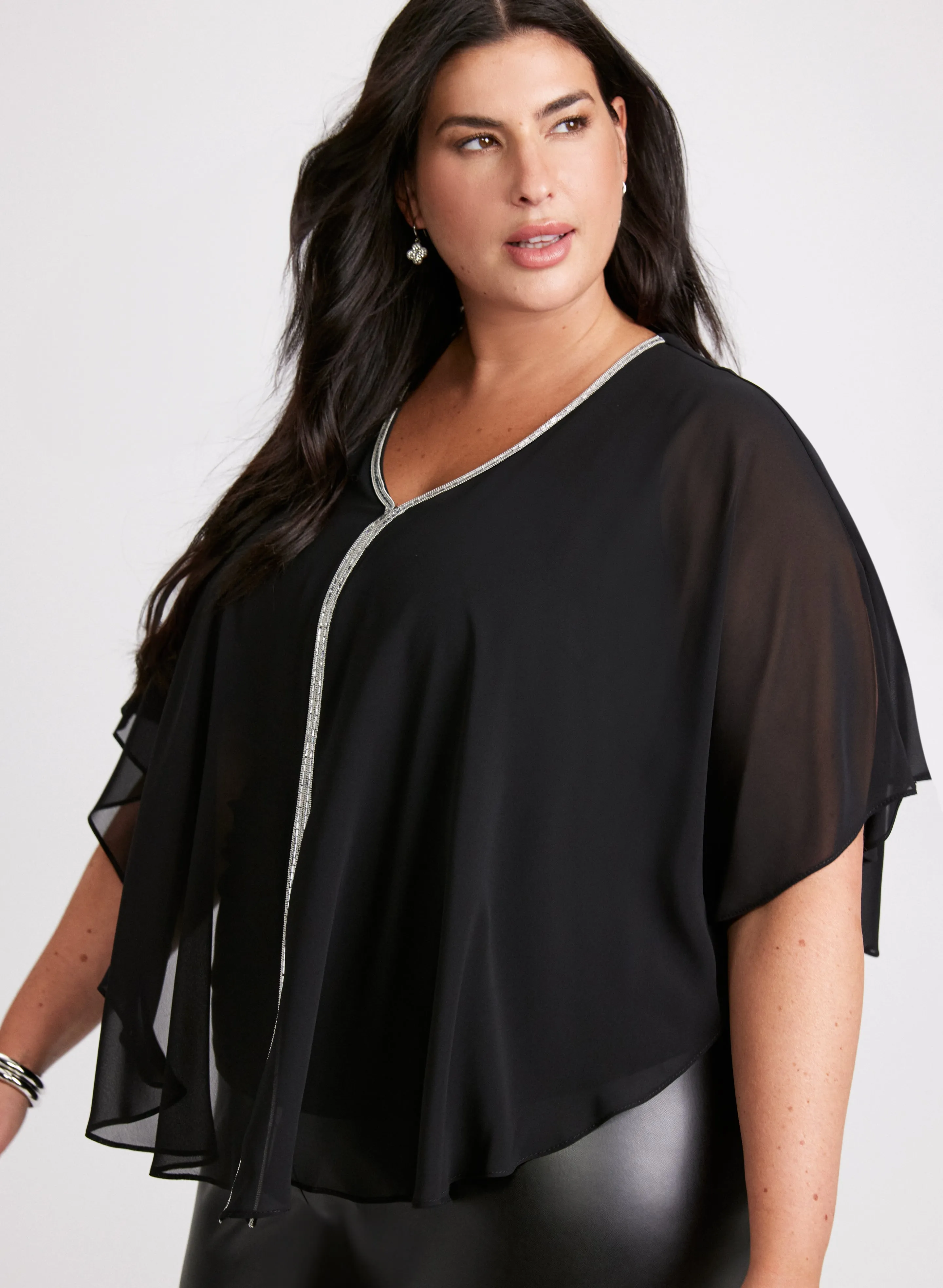 Joseph Ribkoff - Rhinestone Trim Poncho Top sold by Laura product image thumbnail 2