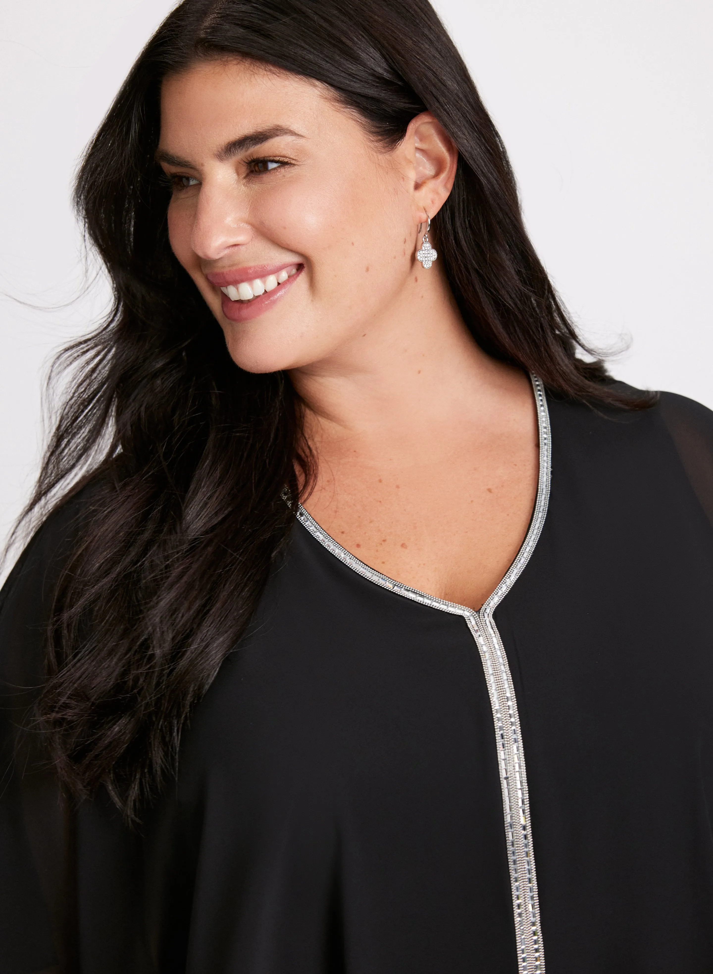 Joseph Ribkoff - Rhinestone Trim Poncho Top sold by Laura product image thumbnail 5