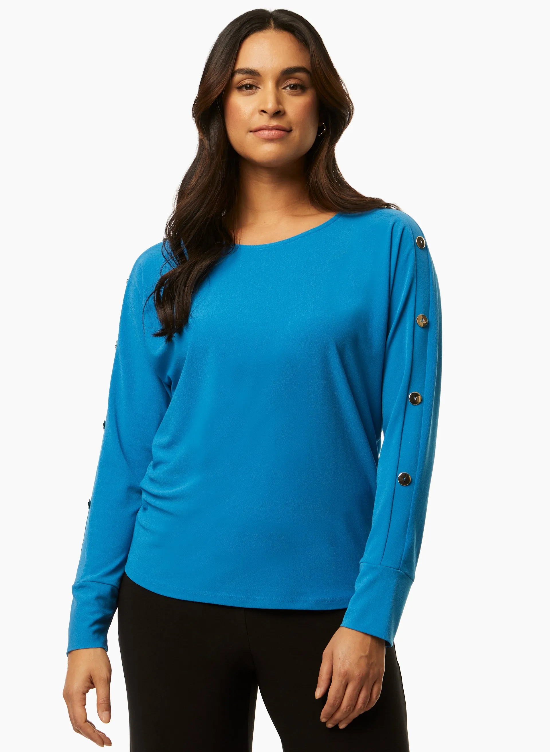 Button Detail Dolman Sleeve Top sold by Laura