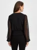 Sequin Detail Mesh Sleeve Top sold by Laura