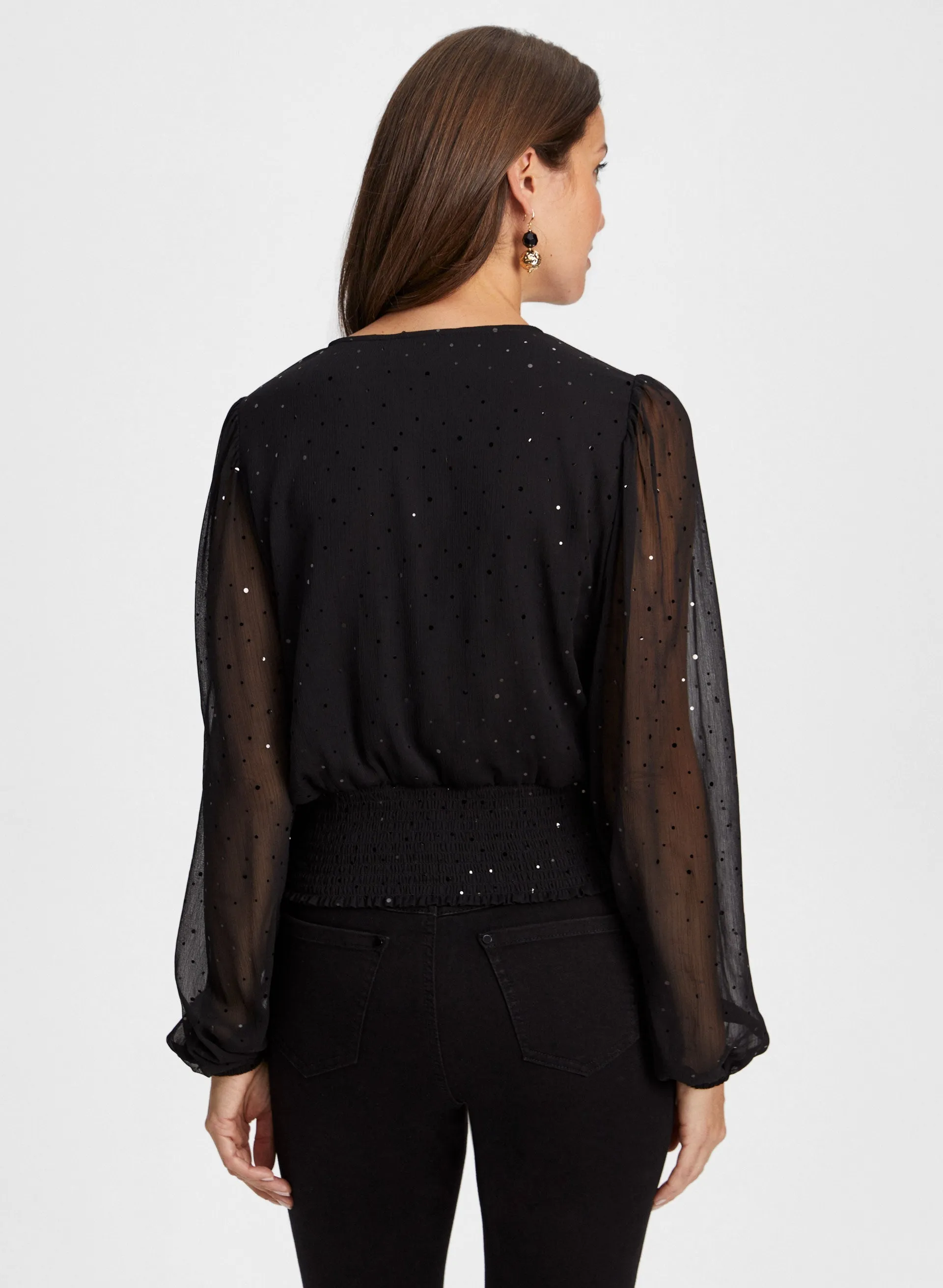 Sequin Detail Mesh Sleeve Top sold by Laura product image thumbnail 4