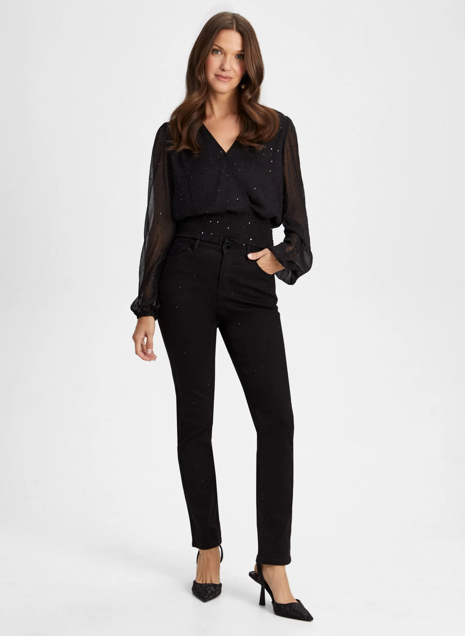 Sequin Detail Mesh Sleeve Top sold by Laura product image thumbnail 3