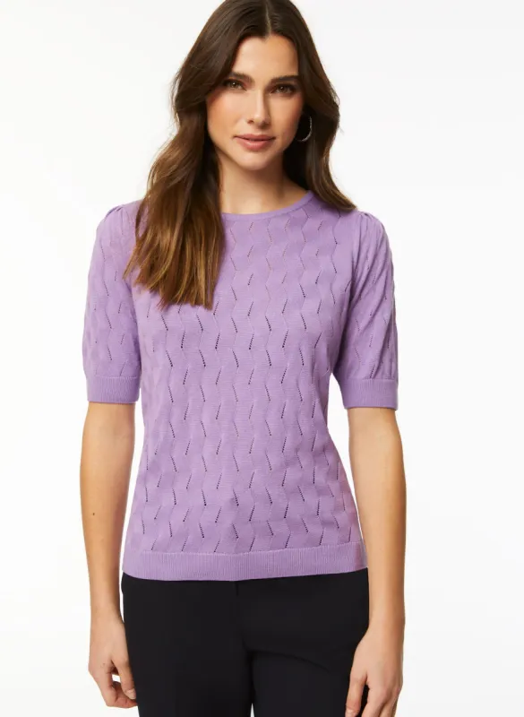 Short Sleeve Pointelle Sweater sold by Laura