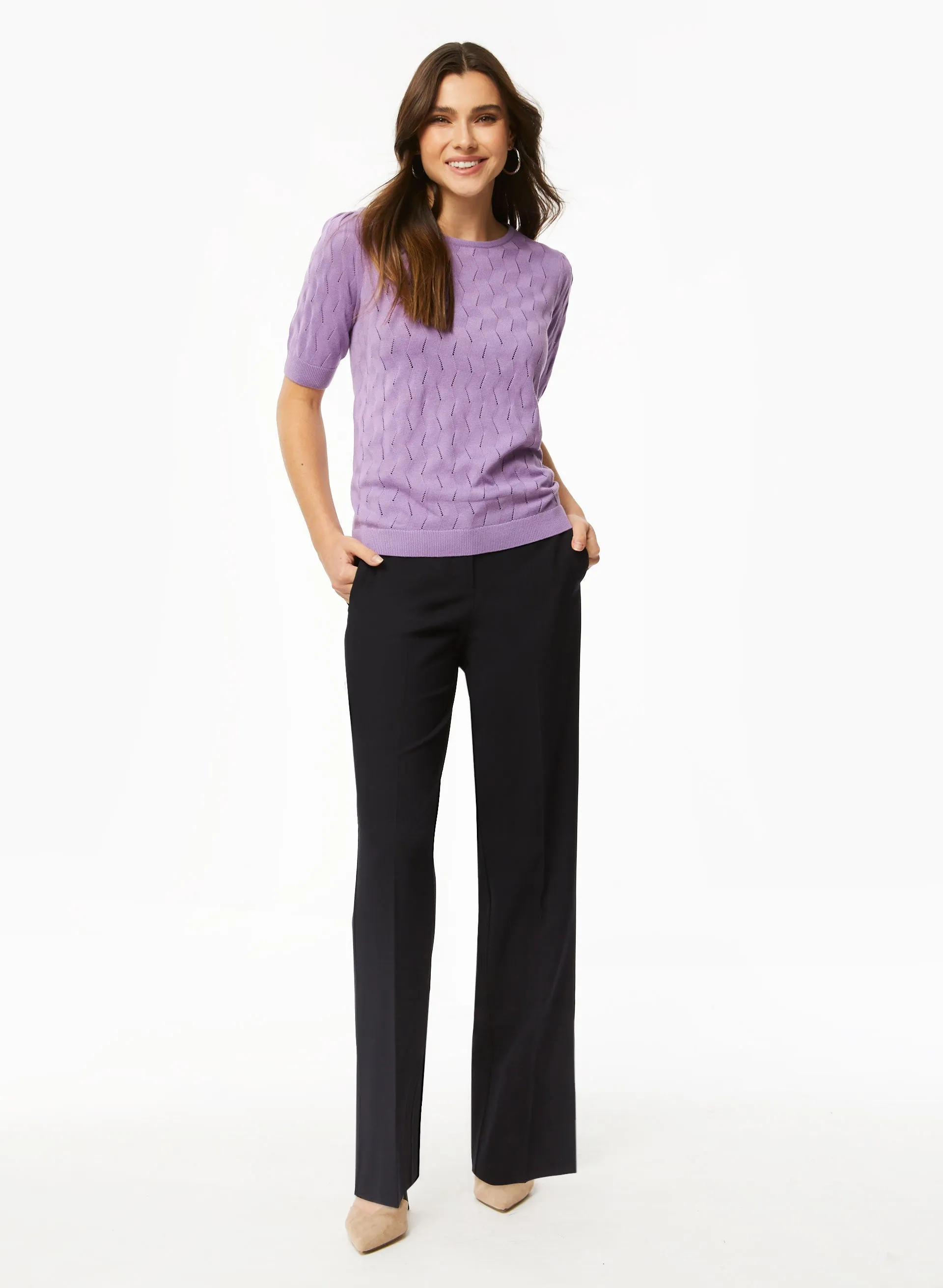 Short Sleeve Pointelle Sweater sold by Laura product image thumbnail 3