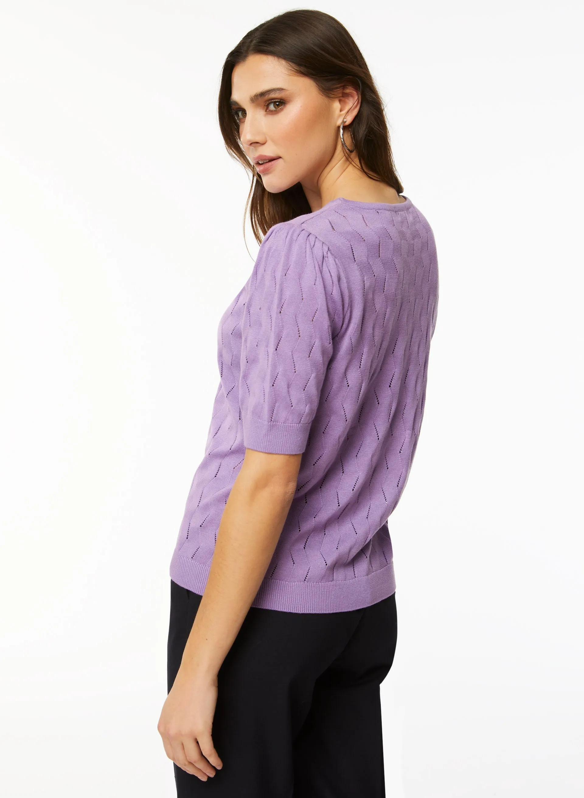 Short Sleeve Pointelle Sweater sold by Laura product image thumbnail 4